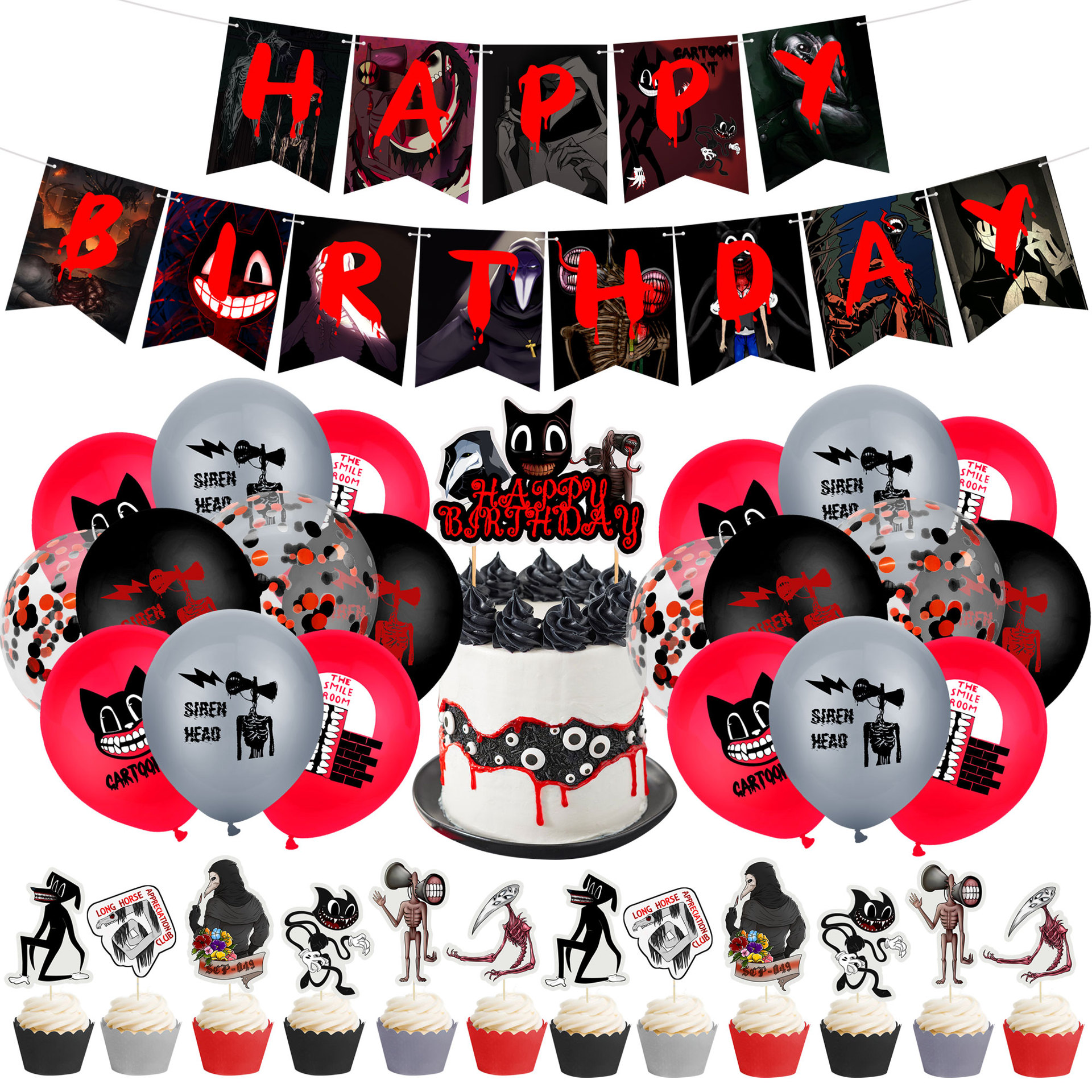 Siren Heads Birthday Party Supplies Scary Double Head Halloween Party