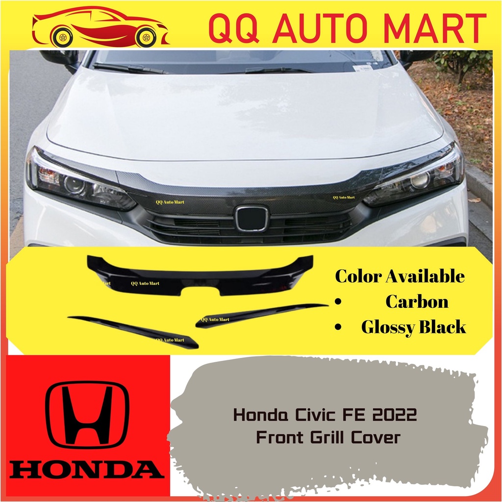 Honda Civic 2022 FE Front Grill Cover Glossy Black/Carbon Shopee