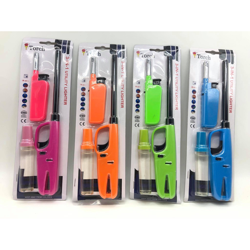 3in1 Torch Utility Lighter Long Reach Free Short Reach Butane Refill ...