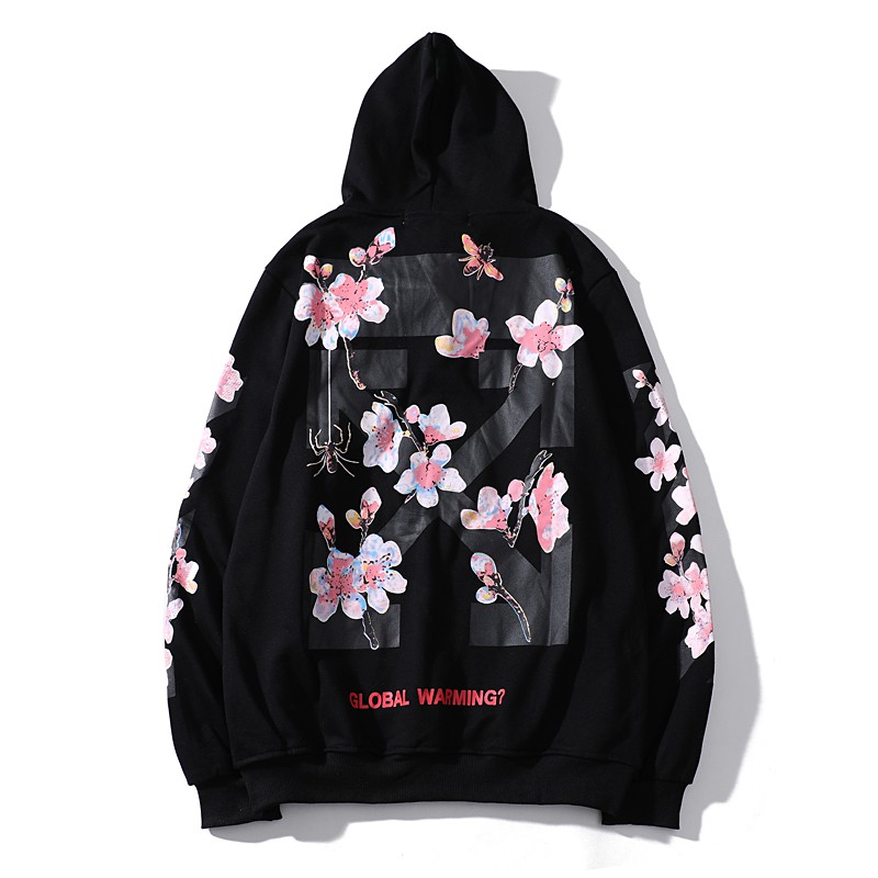 off white hoodie with flowers