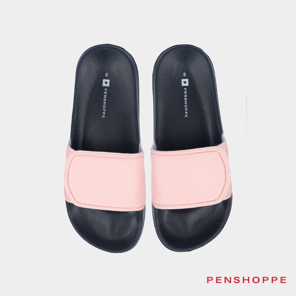 penshoppe-velcro-slides-slippers-for-women-black-gray-shopee