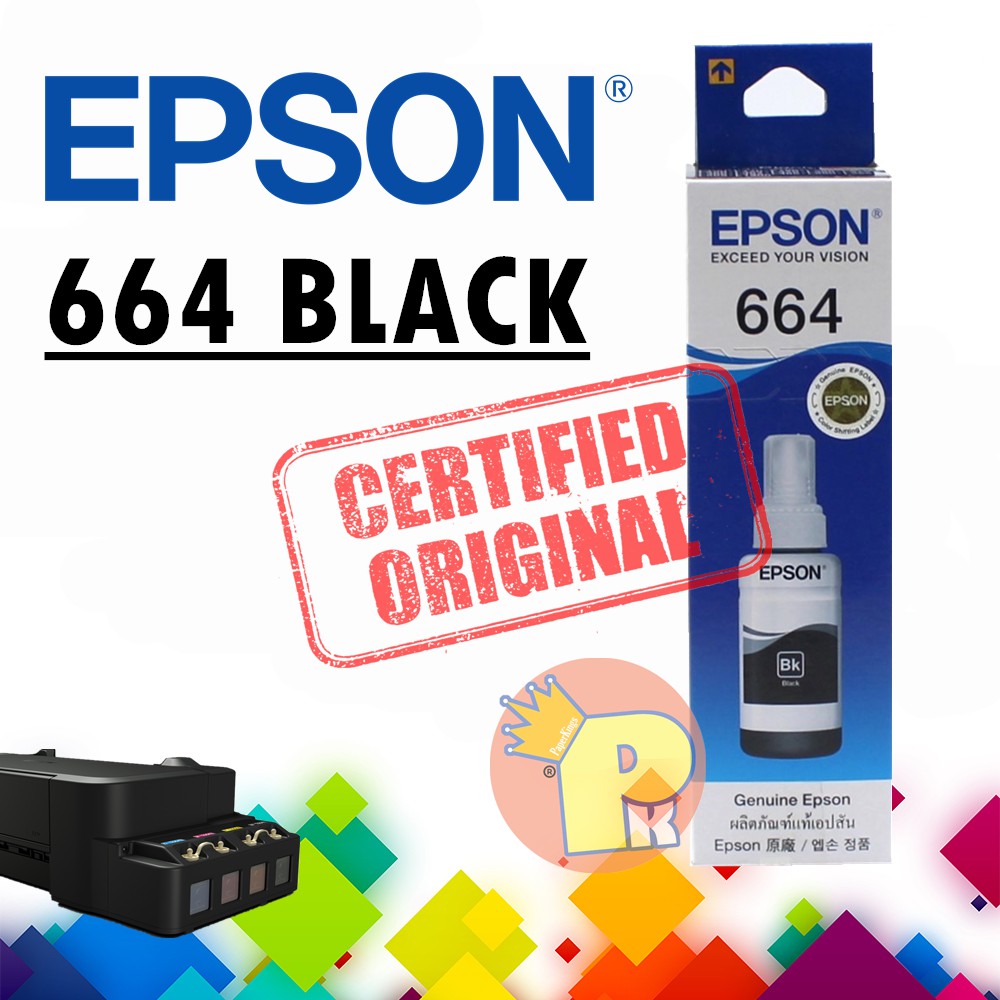 Original And Genuine Epson T664 Inks Black For L Series Epson Ink 70ml L120 L200 L310 L1300 L550 9487