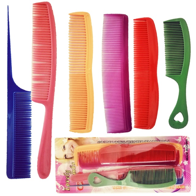 6 Pcs. Assorted Color & Design Plastic Hair Comb | Shopee Philippines