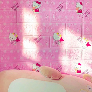 Cropable Hello Kitty 3d wallpaper sticker waterproof foam adhesive wallpaper sticker Decorate bedroom ceiling wall design diy art #3