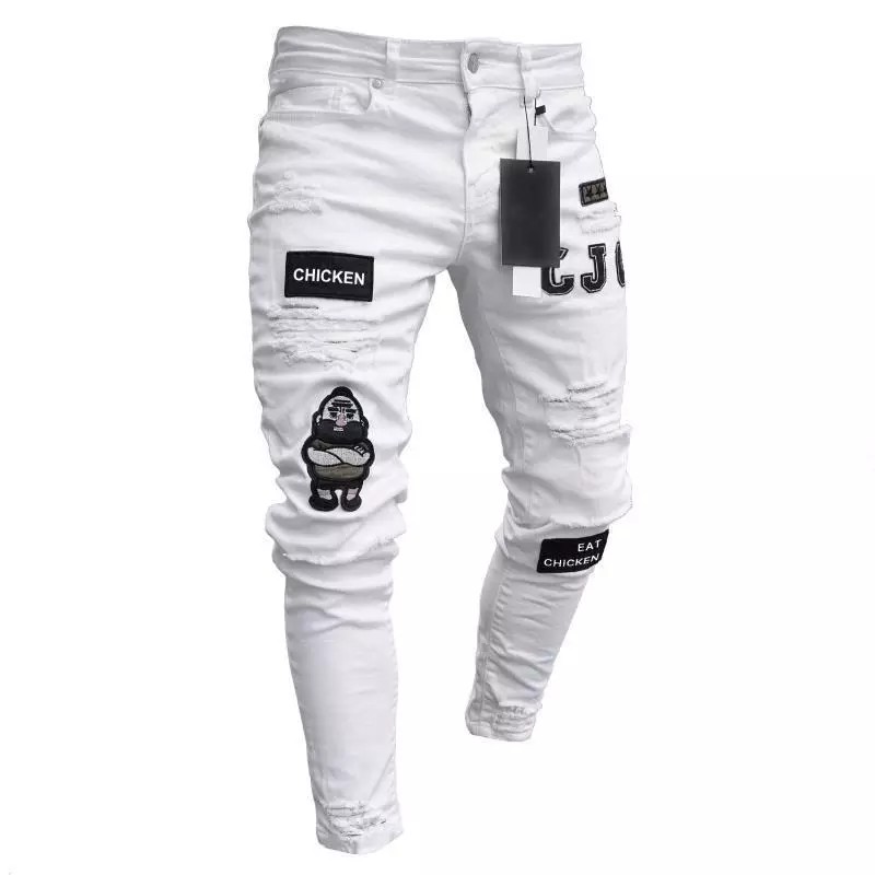 white slim fit ripped jeans