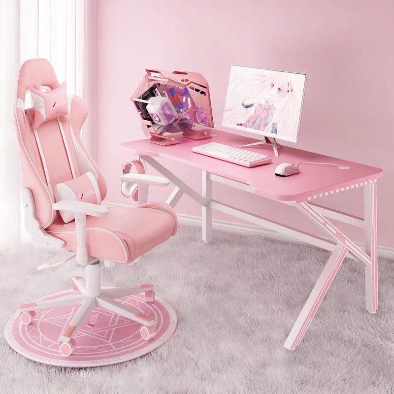 Pink Computer Table Pink gaming Desk 120cm Carbon Fiber Surface Gaming