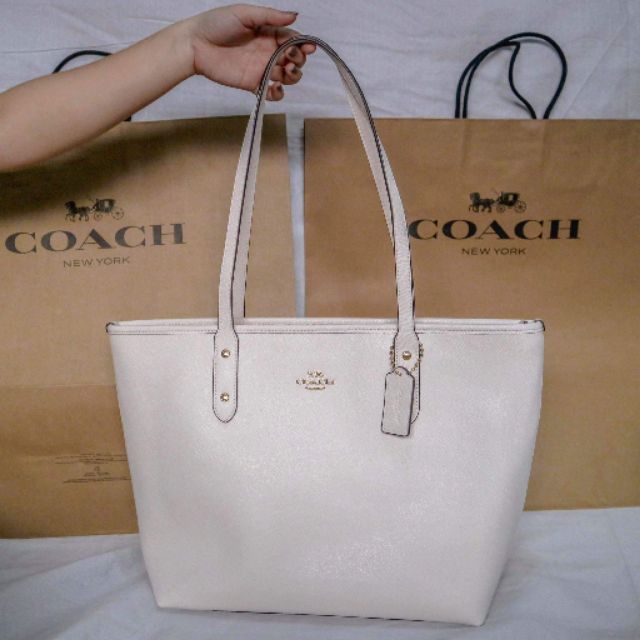 coach tote white