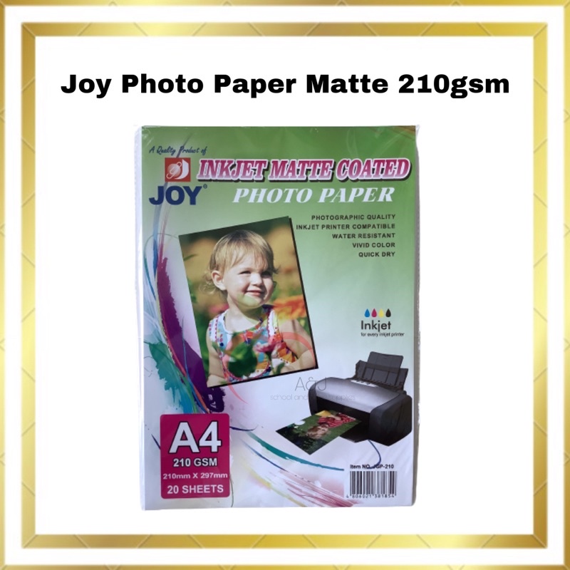 Joy Photo Paper Matte 210gsm 20pcs | Shopee Philippines