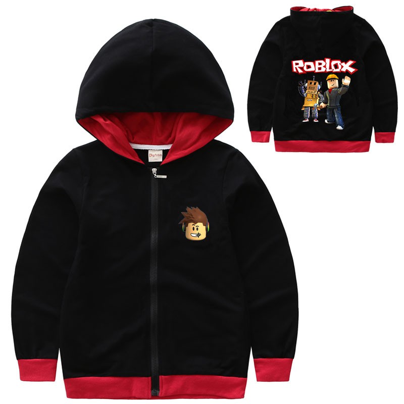 Roblox Cartoon Pattern Baby Clothing Kids Boy Girl Cardigan Hoodie Jacket Hooded Coat Outerwear Shopee Philippines - roblox old jacket