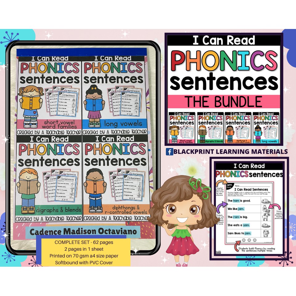 I Can Read Phonics Sentences Workbook - COMPLETE SET (with Personalized ...