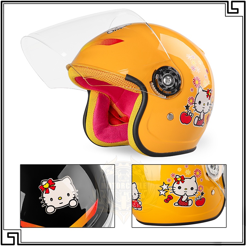 Hello Kitty Cartoon Helmet Motorcycle Big Kid Half Face Plain Child