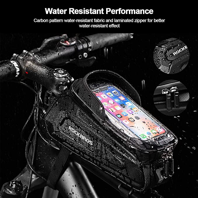 rockbros bike bag waterproof top tube phone bag front frame mountain