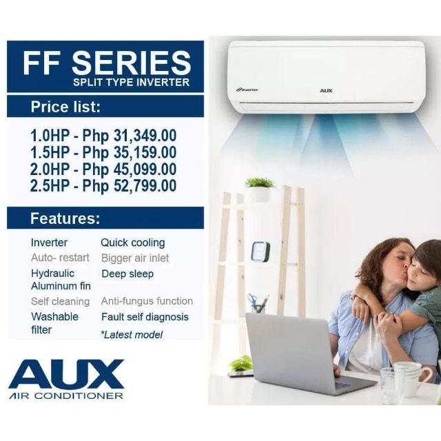 AUX Split Type Inverter Aircon presyo ₱31,349