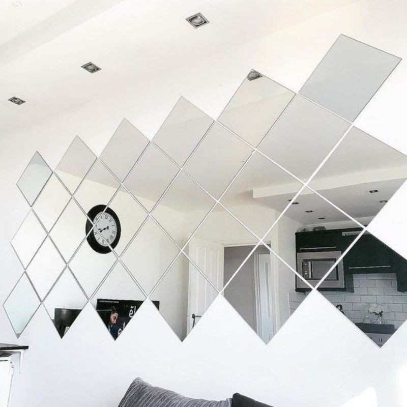 4PCS WALL MIRROR TILE Ready to install (Square Design) Shopee Philippines