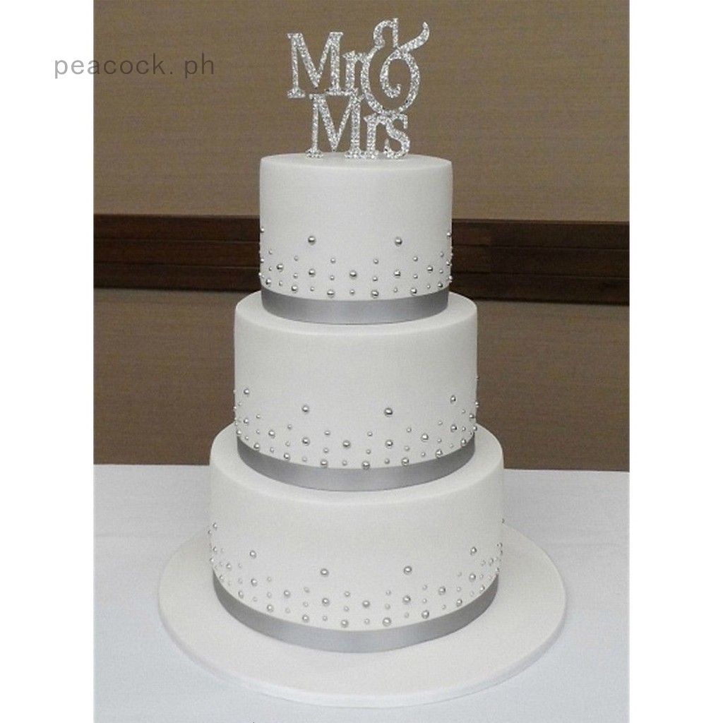 Mr&Mrs Romantic Silver Shiny Cake Topper Wedding Party Top Letter Decor CAJKPL 