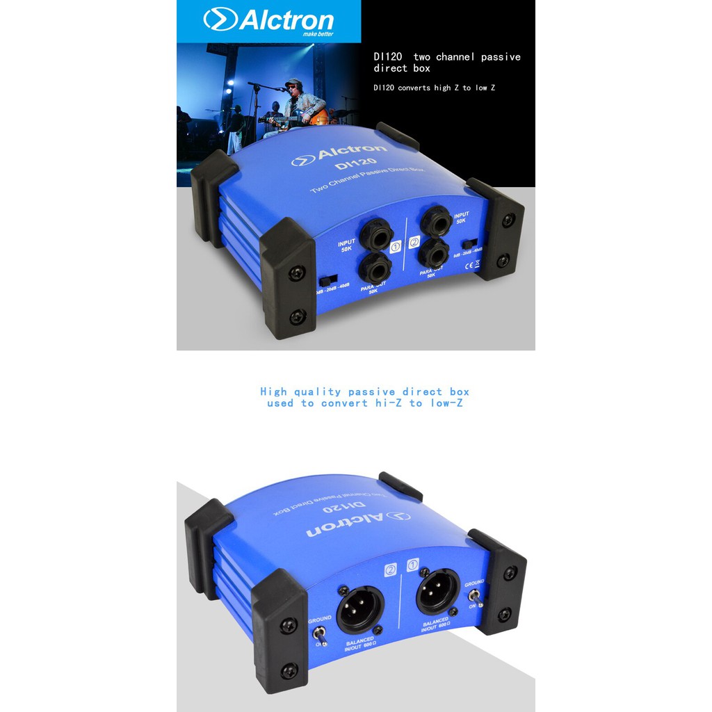 Alctron DI120 passive DI box used in guitar recording and stage