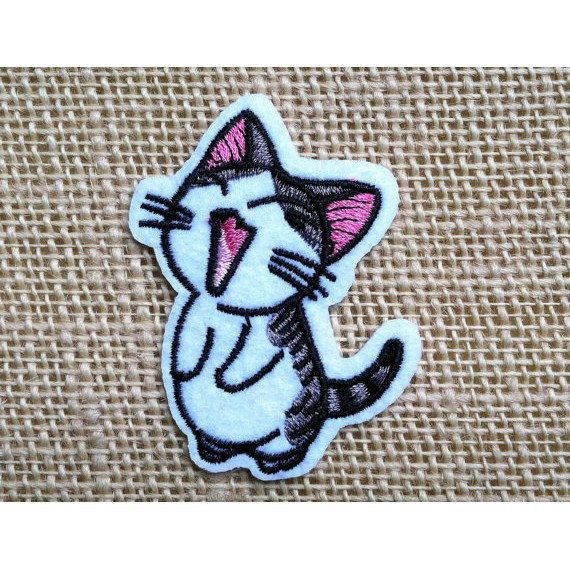 Kawaii Neko Cat Patch 2 1 4 Cute Kitty Cat Embroidered Anime Patches Applique Shopee Philippines