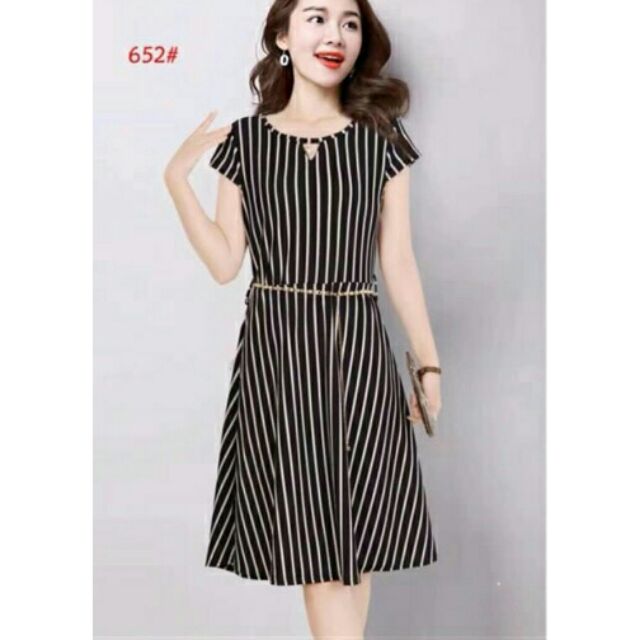 striped dress with belt