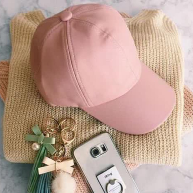 pink leather cap