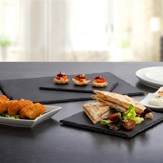Natural Rock Plate Restaurant Steak Sushi Display Dishes Black Slabstone Barbecue Pan Banquet Rock Plate Serving Dishes #2