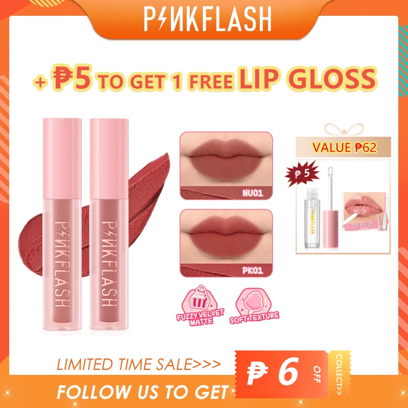 PINKFLASH PinkSweetie Velvet Lipstick Matte Liptint Lip Clay Waterproof ...