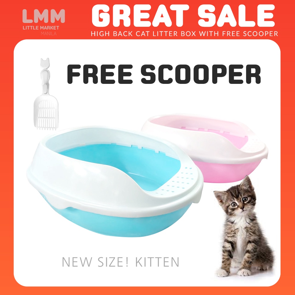 medium and large cat litter pan high back with free scooper cats litter