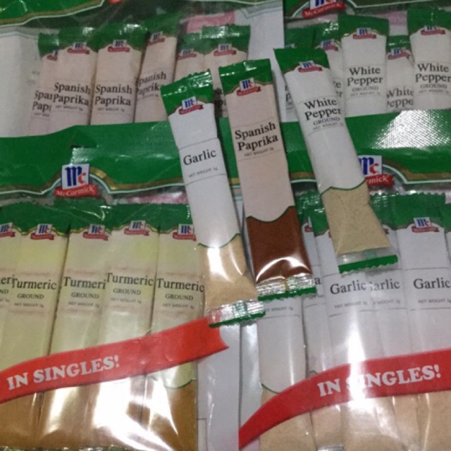 McCormick Singlessold per sachet (paprika, chili pow, Cinnamon, garlic