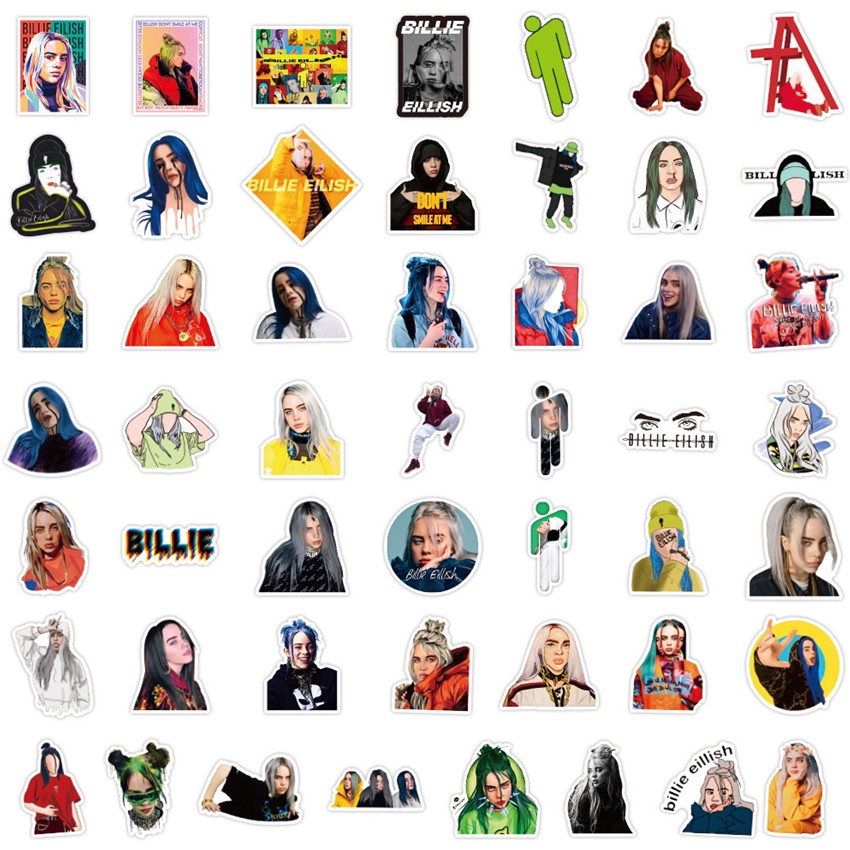 100pcs set billie eilish series b stickers pop singer rapper superstar diy fashion mixed doodle decals stickers shopee philippines