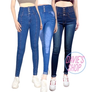 Super Sexy Curvy Korean Style Super High Waist Buttons Denim Jeans Stretchable Maong Pants for Women