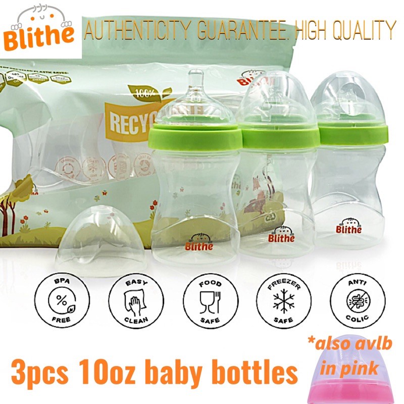 blithe breastfed anti colic baby bottle bpa free bottles w/ nipples
