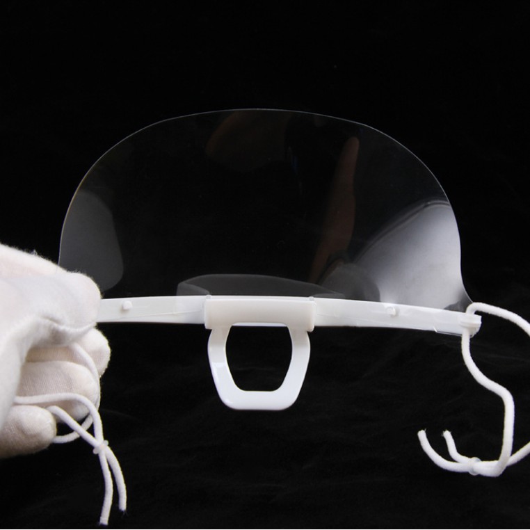 12 Stück Gesichtsschutz Transparente Mund Anti Spucken Schutz mit 4 verstellbaren Verlängerungsgurten für Hotel Restaurant Küche Koch Zahnarzt