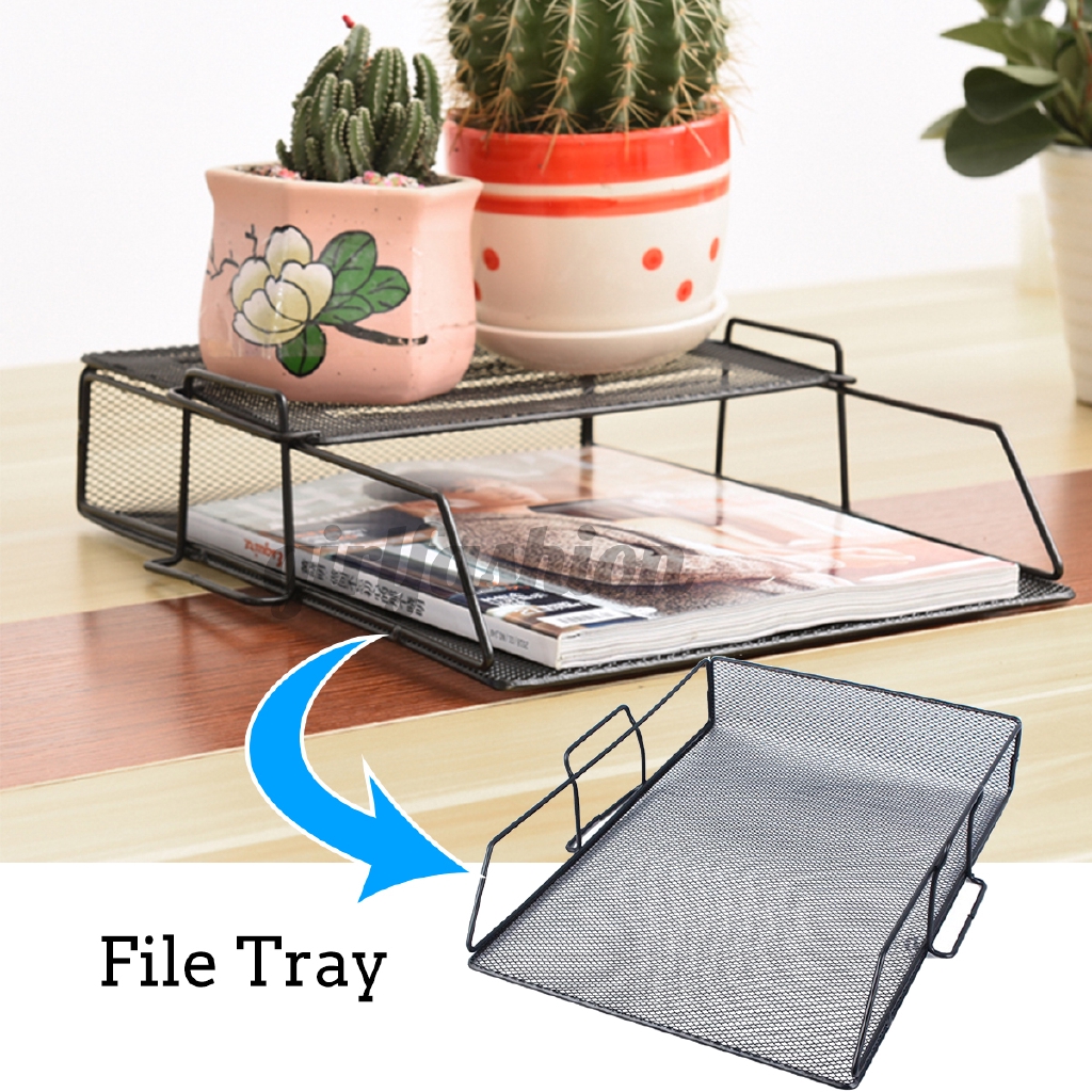 【Hot】1 Layers Metal Document Trays Desktop Stackable Letter Trays File