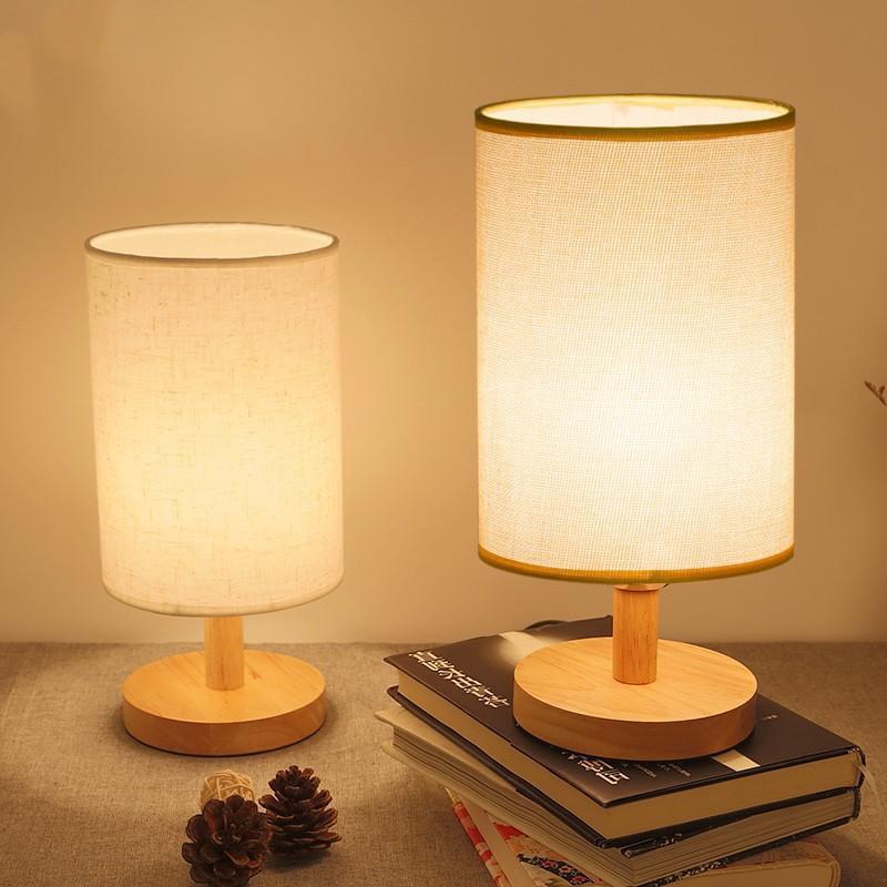 Nordic Style Bedroom Bedside Table Night Light Wood Table Lamp