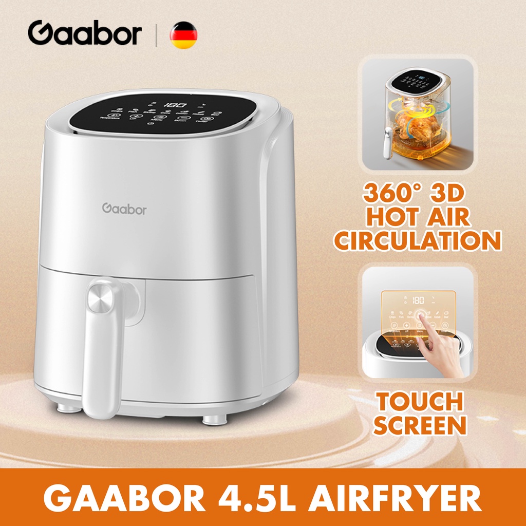 Original Gaabor 4.5L Touch Screen Air Fryer Non-stick Frying 7 Function