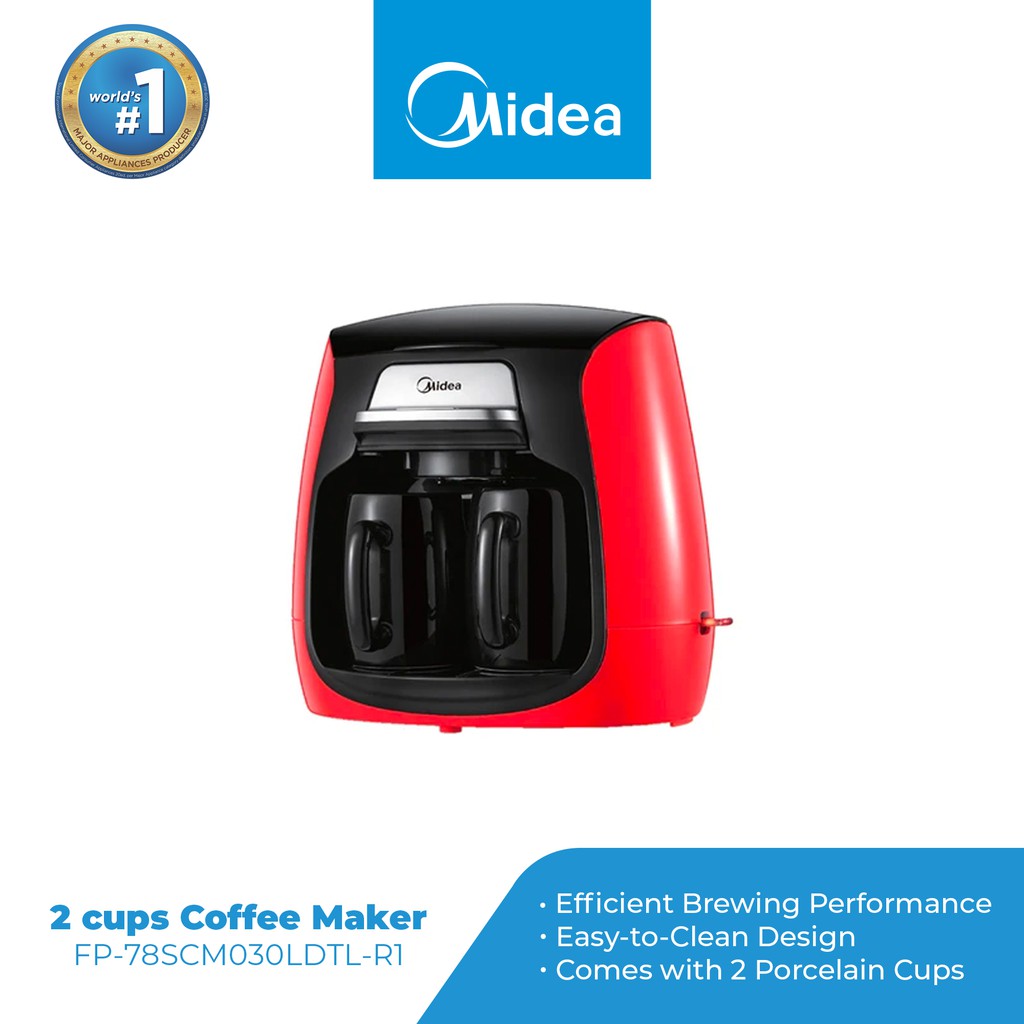 Midea Black and Red Coffee Maker w/ 2 Cups Capacity and 60 Hz Voltage