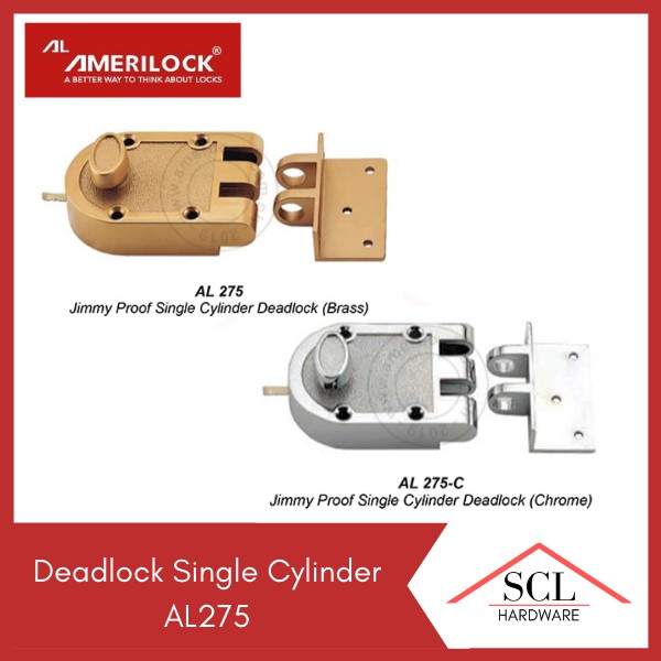 Amerilock Jimmy-proof Deadlock Single Cylinder Al275 