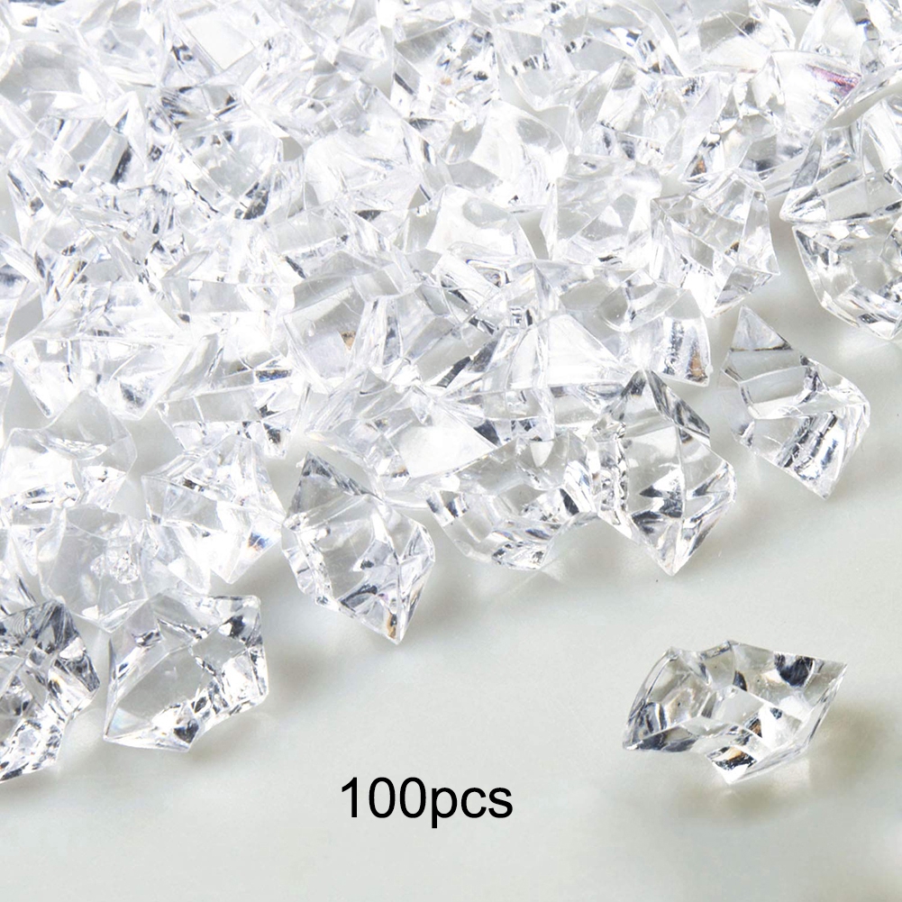 100pcs Clear Fake Crushed Ice Rocks Ice Cubes Acrylic Vase Fillers