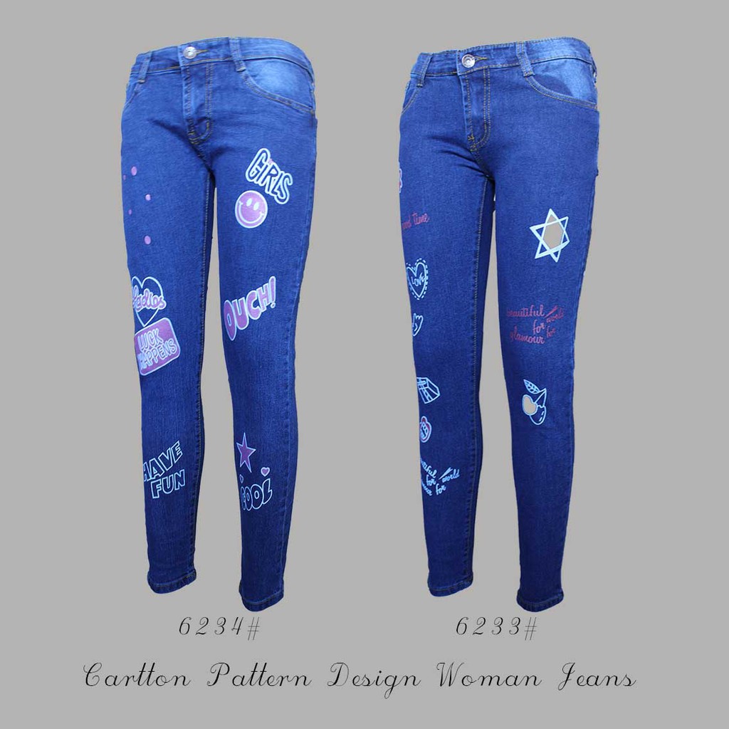 2Style/ Girl Jeans Cartoon Pattern 