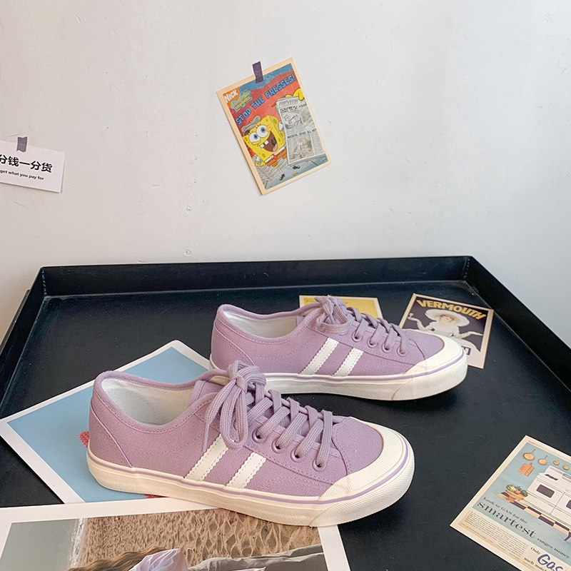 purple canvas sneakers