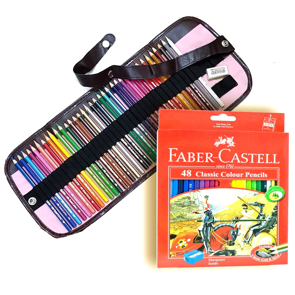 Faber Castell 48 Colors Classic Pencils and Pencil Wrap Case Shopee