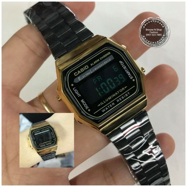 casio vintage retro a168 black gold