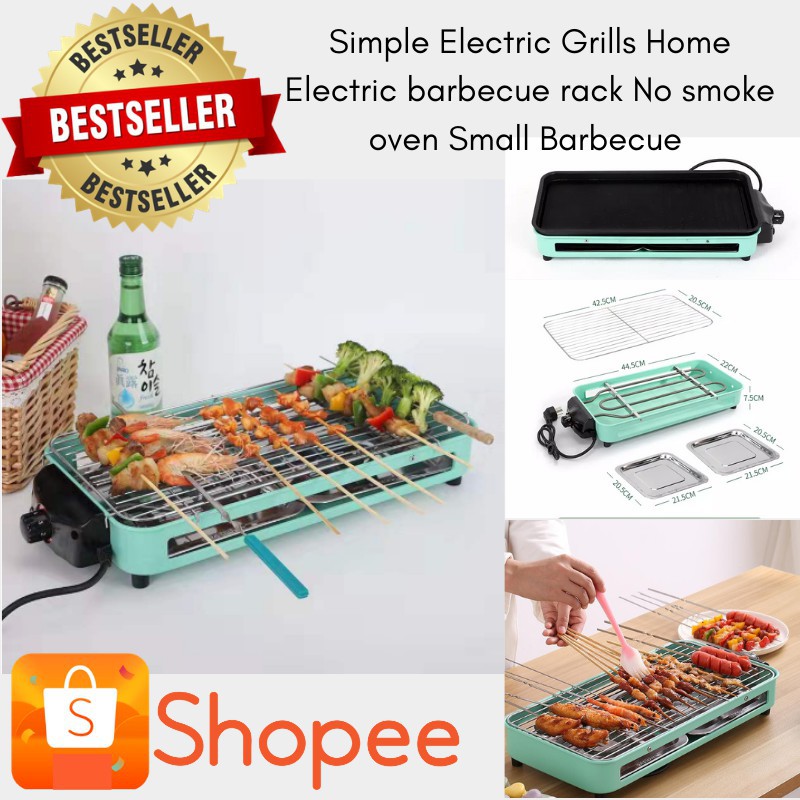 Electric Barbecue Rack No Smoke Oven, Small Indoor Outdoor Electric Grills