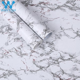 WANFISH White Marble 10Mx45CM Waterproof Wallpaper Sticker For Room Wall Decor PVC Wall Decor Design