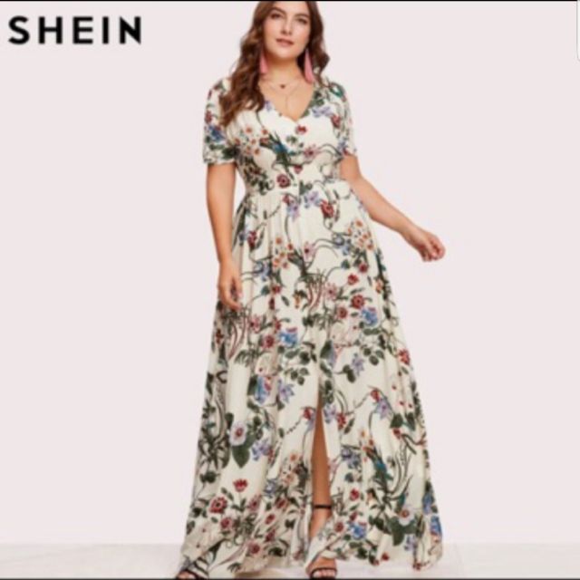 floral long dress for chubby