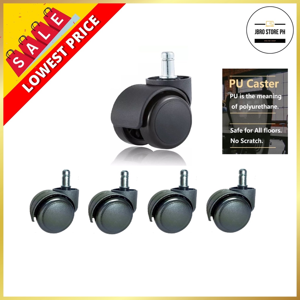 5pcs Black with Rubber PUNylon Caster Wheel / Computer Gaming Wheel