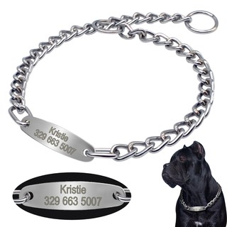 Heavy Duty Personalized Dog Choke Check Chain Collars & ID Tag Pet Show Collar Slip Training