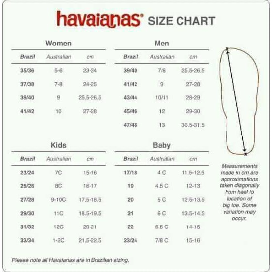 havaianas size chart
