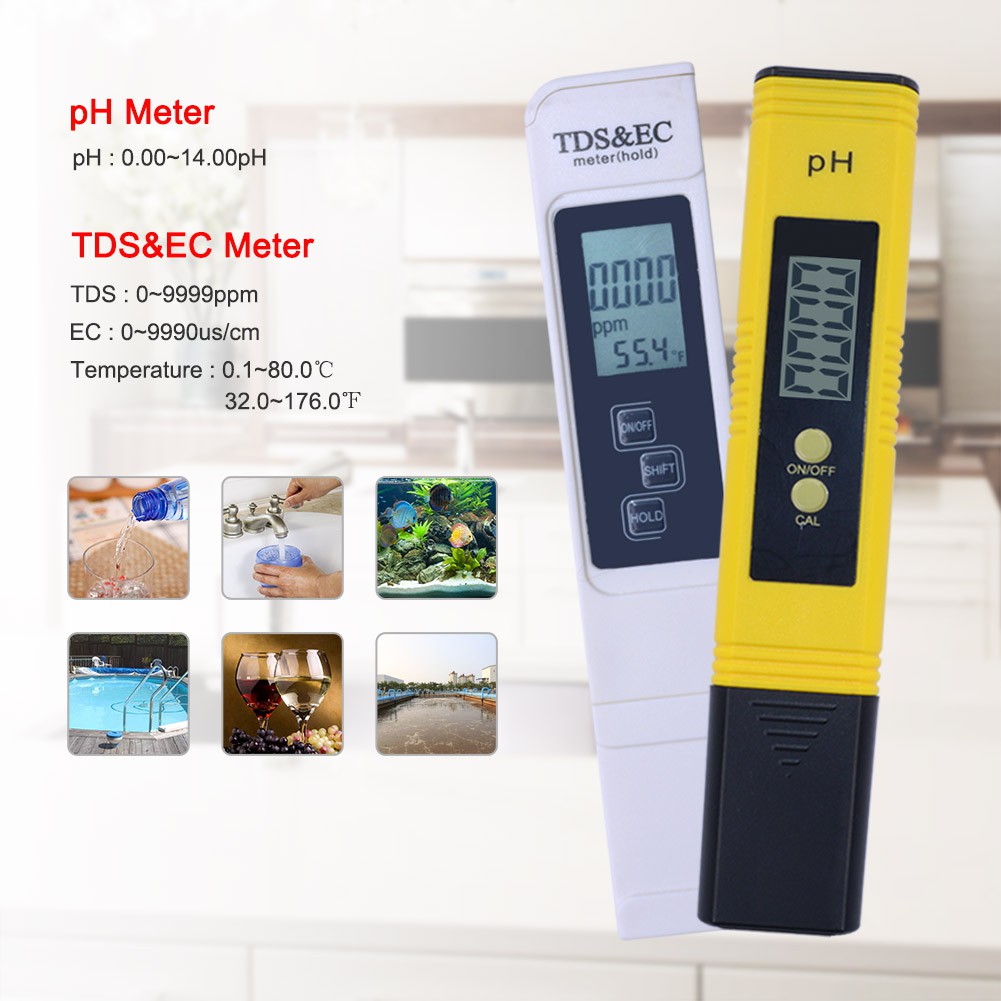 Digital PH Meter LCD TDS EC Water Purity PPM Filter Hydroponic Pool Tester Pen 