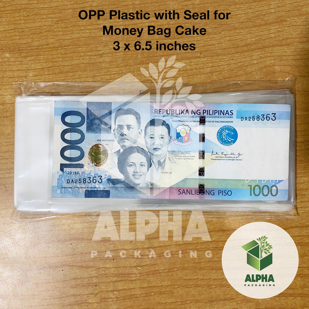 OPP Clear Plastic with Seal for Money Bag Cake (3 x 6 ½ inches) 100 pcs #3