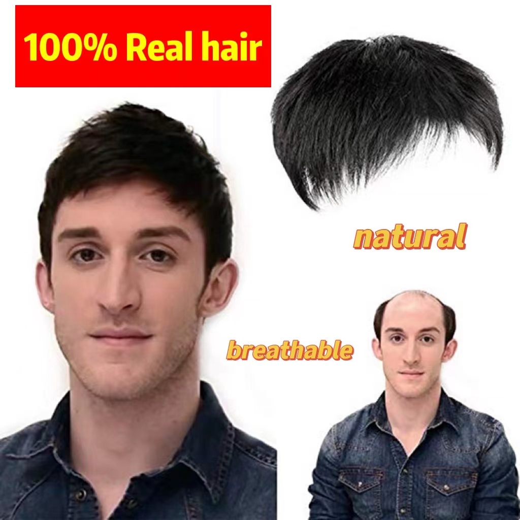 Mens Wigs Short Wig For Men 100% Human Hair Mens Wig Human Hair 100% Real Hair  Wigs for Male Hair Patch Natural Color Toupee Hair Replacement For Dad Mens  Wig Extensions Mens